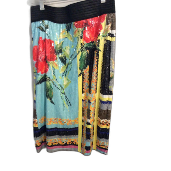 Midi Floral Skirt Clear bling Medium M Petit Pois Viviana G Sequins - Picture 1 of 4